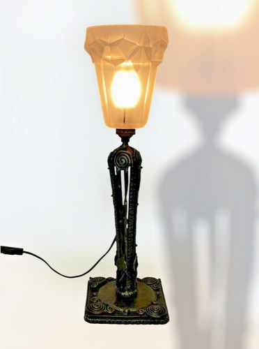 Lampe art déco monture fer - art,