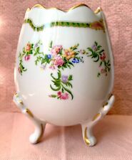 Oeuf cache-pot, vase… décor or et fleurs, porcelaine, Limoges peint main