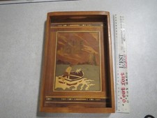 CA217 Marqueterie artisanale L ILE NOIRE TINTIN MILOU TABLEAU EN BOIS PARA BD