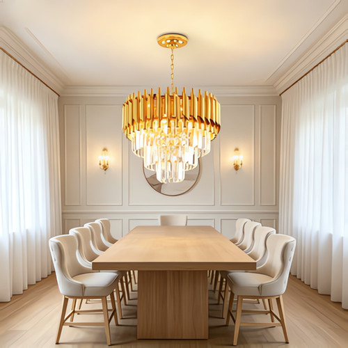 Lustre cristal doré - lustre, en