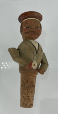 Ancien Bouchon Articulé Anri à Système Homme en Bois Sculpté Art populaire 12,3