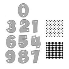 CUTTING DIES 10 MATRICES DEDECOUPES CHIFFRES + 2 TAMPONS 1347 SCRAPBOOKING