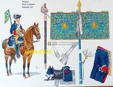 Planche Le Plumet AR2/Régiment Royal Carabiniers/étendards 1745+2 gravures