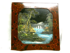 ANCIENNE PEINTURE SUR BOIS PAYSAGE ASIATIQUE JAPON JAPANESE TABLEAU CADRE