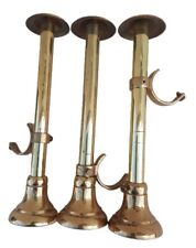 3 grands SUPPORTS de TRINGLES A RIDEAUX en BRONZE