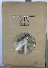 Dessin d'architecte Projet d'une table Art Déco Bonzano Milan Italie Paris