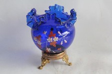 Vase boule verre bleu