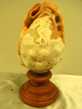 🇫🇷 ANCIEN COQUILLAGE CAMEE SCULPTÉ A L ANTIQUE CUPIDON PSYCHE AMORE E PSICHE