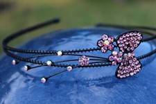 Pink Crystal Bow and Flowers