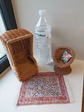 Superbe mobilier rotin osier cabine de plage fauteuil poupée ancienne 1900