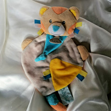 Doudou ours beige, jaune, bleu,Baby Nat, (Babynat)