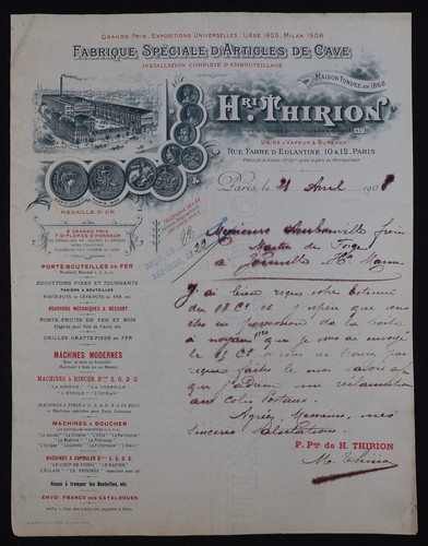 Facture paris 1908 - facture,