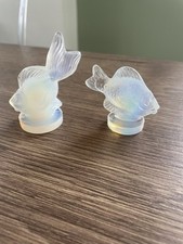 2 anciens poissons en verre opalescent signés Sabino époque art déco