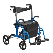 Déambulateur roulant 2en1 pour personnes âgées charge 136kg fauteuil de transpor