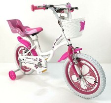 Vélo Enfant 16 Vélo IBK Fleurs Rose/Blanc Avec Boite Roues
