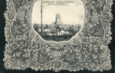 Carte ARGENTAN Le Palais de Justice Mouchoir Point d'Alençon Art façon dentelle