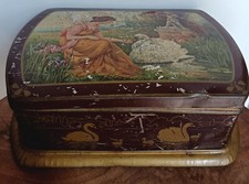 Ancienne jolie boîte publicitaire tôle BISCUITS OLIBET PARIS Élégante Cygne C88