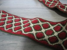 Galon ancien Tapissier brodé tissé Velours épais 87 x 6 cm
