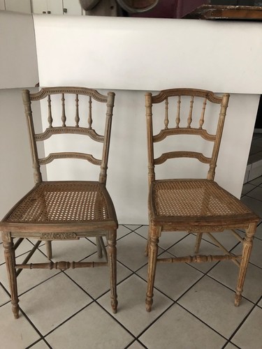 Paire chaises cannées - paire, de