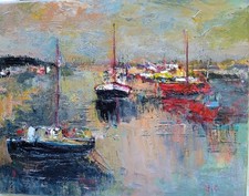 yannick carrouer acrylique sur toile sur chassis  30X24 marée basse a kerity