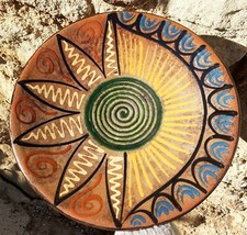 XXL Puigdemont Grand plat mural Coupe à Fruits Terre Cuite Catalan Abstrait 35cm