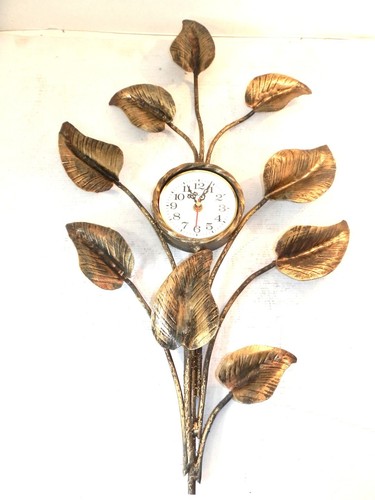 Grand horloge murale feuilles - horloge,