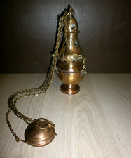 Ancien Encensoir Religieux/MESSE/CUIVRE/EGLISE/H.98 cm/pretre/no Chasuble Aube