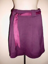 JUPE EVASEE H&M PRUNE EFFET GAUFFRER ASPET SATINER CEINTURE SATIN FOURNIE T:36