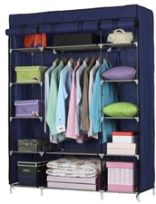 53 pouces porte-vêtements d'armoire portable. Organisateur de rangement avec étagère bleu/gris