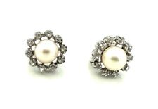 MAGNIFIQUE BOUCLES D'OREILLES OR 18 CARATS - Perles et diamants 0,40 carat 6,08g
