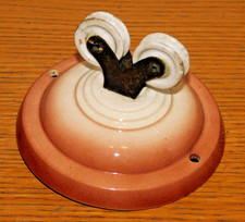 ANCIEN support LAMPE à poids PORCELAINE roulette SUSPENSION de lustre PLAFONNIER