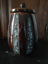 Vide poche J line art déco céramique émaillée pot avec couvercle verre/vintage