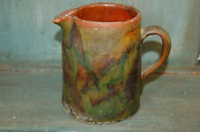 Magnifique pichet pot à lait  crème terre cuite vernissée Isère Voiron XIXème 