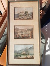 Très Rare Triptyque 3 Gravures En couleurs XIX.Encadrement A Monaco