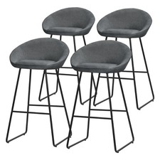 Set 4 tabourets de bar chaise comptoir anthracite dossier repose-pieds H 75 cm