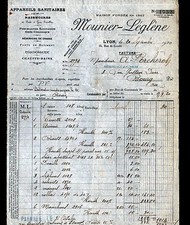 LYON (69) APPAREILS SANITAIRES "MOUNIER & LEGLENE" en 1920