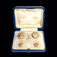 Art  Nouveau ensemble de Boutons De Manchette / de col Plaqué Or en écrin