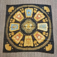Foulard en soie HERMES noir or