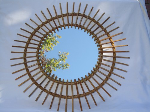 Grand miroir soleil rotin - grand,