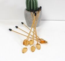 10 cuillères à cocktail ou moka dorées Grain de café vintage