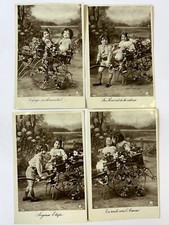 CPA Lot 4 cartes postales anciennes Enfants amoureux charette 1907 le Dé