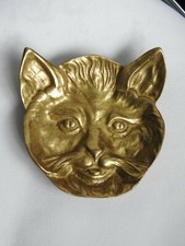 ancien vide poche de table en bronze CHAT CAT CATZE cendrier en bronze , signé 