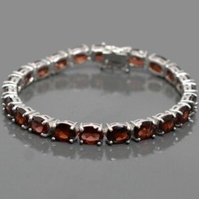 Janvier Naissance Naturel Grenat Rouge 925 Argent Sterling Tennis Bracelet