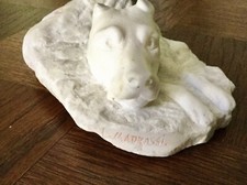 XIX AUTHENTIQUE LUCA MADRASSI ANCIEN SCULPTURE LE FIGARO EN MARBRE, CHIEN, SIGNÉ