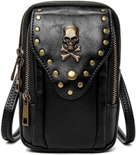 Steampunk gothique crâne sac à main femme sac à main bandoulière taille sac téléphone portefeuille