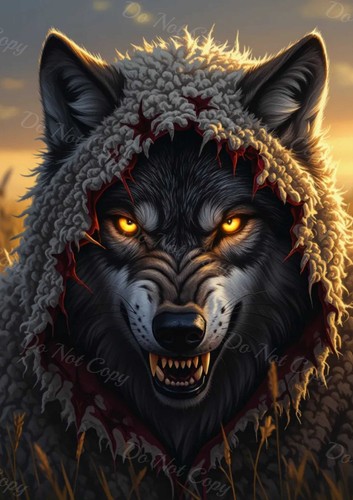 Photo loup menaçant aux - a4,