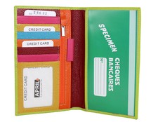 Porte chéquier en cuir grainé intérieur multicouleur réf 28631 (6 coul.disp.)