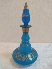 Flacon en opaline de cristal bleu, époque restauration,  XIXème siècle