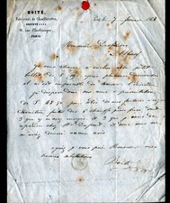 PARIS (IV°) USINE de CHAUFFERETTES "BOITE" voyagée Oblitération ETOILE 3 en 1864