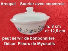 ARCOPAL  FRANCE Vintage   SUCRIER ou BONBONNIERE / Couvercle -    Décor Myosotis
